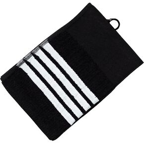 Tour Towel Terry Cloth Golf Towel (15.5" x 23") with Premium Carabiner Golf Bag Clip | Super Absorbent, Golf Ball Cleaning Towel for Golf Clubs, Black w/White Stripes