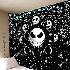 JODINY Nightmare Christmas Tapestry, Halloween Christmas Decorations Tapestry Nightmare Tapestry Starry Night Tapestries Christmas Gifts Decor Tapestry Wall Tapestry for Bedroom (59x79 Inches)