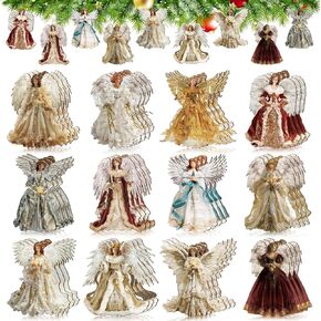 Syhood 12 Pcs Angel Christmas Ornaments Wooden Christmas Tree Decoration Set Retro Small Christmas Angel Hanging Decorations Figure for Crafts Holiday Party Decoration