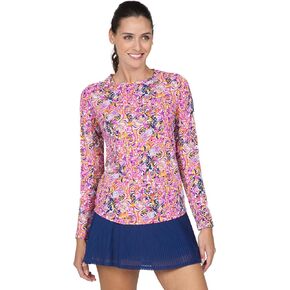 IBKUL Athleisure Wear Sun Protective UPF 50+ Icefil Cooling Tech Marissa Print Long Sleeve Crew Neck – 12656