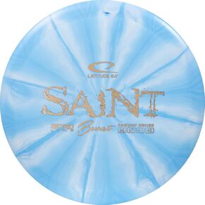 Latitude 64 Retro Burst Saint Disc Golf Distance Driver | Frisbee Golf Distance Driver | 170g Plus | Beginner Friendly Easy to Throw Disc Golf Disc | Stamp Color and Burst Pattern Will Vary