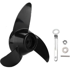 9.6in 3-Blade Marine Propeller Kit Plastic Outboard Propeller Boat Engine Propeller Electric Thruster Trolling Motor Parts for 50lb/60lb/68lb/88lb Outboard,for 12V/24V Motor