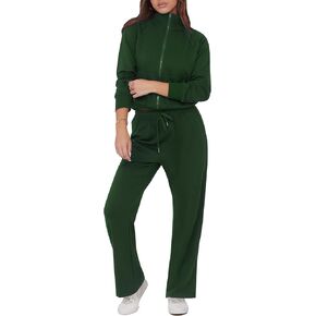 Marvmys Women 2 Pieces Tracksuits Long Sleeve Sweatshirt Wide Leg Pants Sweatsuits Full Zip Jogging Suits with Pcokets