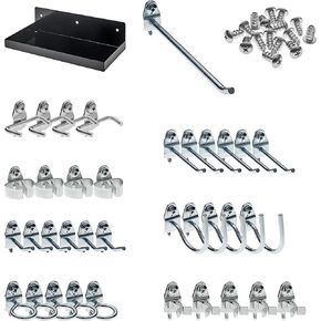 Triton Products DuraHook Epoxy Coated Steel Pegboard Shelf - 12 Inch x 6 Inch, Pack of 1 with Hook Assortment Kit, Black