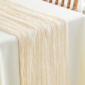 reyke 10 حزمة القماش القطني الوردي المغبر الجدول عداء للحزب 10ft الوردي الشاش الجدول عداء 35x120 بوصة بوهو ريفي الجبن القماش طويل الجدول العداءين رومانسية ديكور الزفاف للطفل الزفاف دش عيد ميلاد in Kuwait