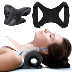 Neck Stretcher and Posture Corrector for Women and Men, Cervical Neck Traction Device for Spine Alignment, Adjustable Upper Back Support for Neck Shoulder Back Pain Relief