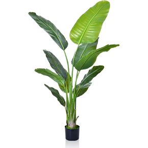 Yaami 5 FT Bird of Paradise Artificial Plant-Realistic Fake Tropical Palm Tree (with Potted Plants) Suitable for Indoor and Outdoor use-Large Decorative Artificial Banana Tree -1 Piece