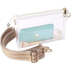 Y&R Direct Clear Bag Stadium Approved Studded Clear Purse for Women Stadium Concert Gameday Party Festivals Button Closure
