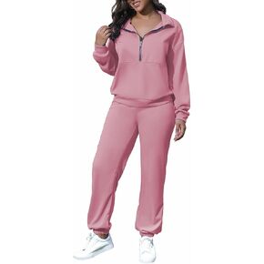 HBQ Women's 2 Piece Outfit Sweatsuit Half Zip Sweatshirt And Joggers Sweatpants Tracksuit Lounge Set