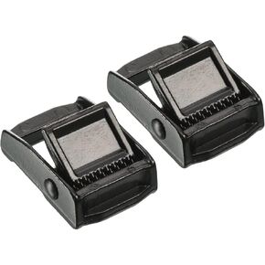 PATIKIL 20mm Webbing Metal Buckle, Thin Type Zinc Alloy Anti-Slip Cam Press Lock for Tie Down Strap, Black 2 Pack