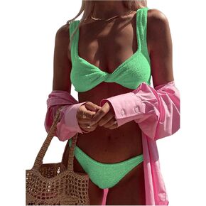 SOLY HUX Bikini Sets for Women Twist Front Swimsuit Two Piece Bathing Suits