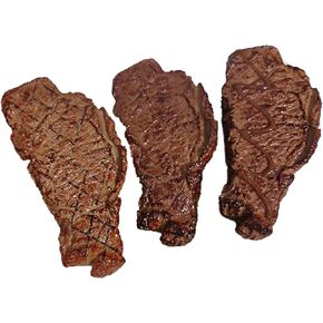 3pcs Artificial Steak Fake Meat Food Model Simulate Steak Lifelike Fake Cooked Roast Beef Meat for Kitchen Home Market Display Photography Props Party Decoration