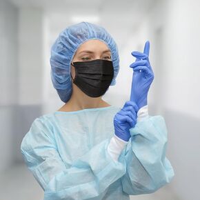 MASC Mid-America Safety Corp’s Made-in-USA, Black 3-Ply Face Mask With Ear loops - 50 Pack, Procedure Face Mask (Model No: NFR03A-01)