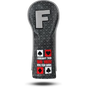 Big Teeth Poker Golf Wood Club Covers, Golf Driver Headcover, Driver Fairway Utility Ut Golf Poker Head Cover,Black Playing Cards Pattern Hearts Poker Spade,Funny Golf Gift for Men