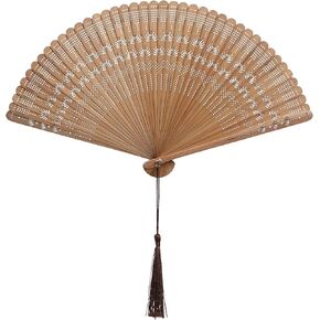 Sewroro Held Wood Hand Fan, Vintage Wooden Fan Handheld Folding Fan with Tassels Foldable Fan for Dancing Cosplay Party Props