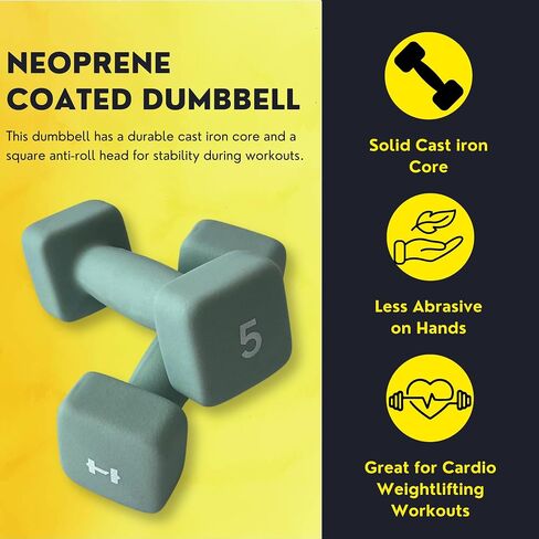 HulkFit Neoprene Coated Anti-Roll Square Dumbbells, Free Weights, and Hand Weights for Home Gym Exercise Equipment for Squats, Bench Press, and Deadlifts in Saudi Arabia