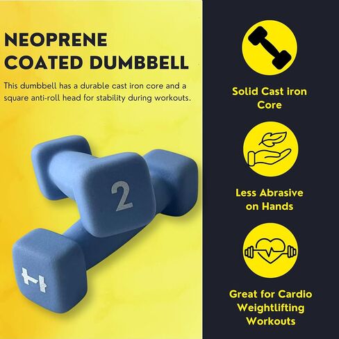 HulkFit Neoprene Coated Anti-Roll Square Dumbbells, Free Weights, and Hand Weights for Home Gym Exercise Equipment for Squats, Bench Press, and Deadlifts in Saudi Arabia