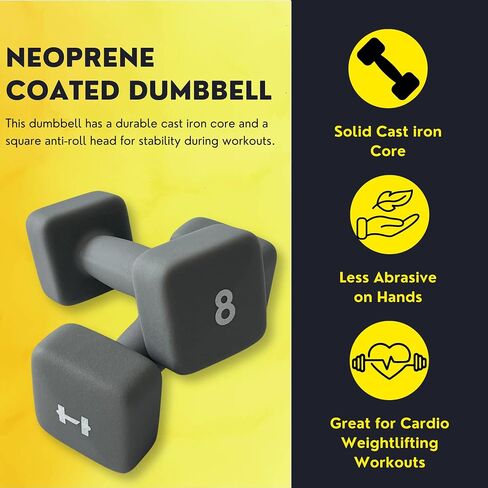HulkFit Neoprene Coated Anti-Roll Square Dumbbells, Free Weights, and Hand Weights for Home Gym Exercise Equipment for Squats, Bench Press, and Deadlifts in Saudi Arabia