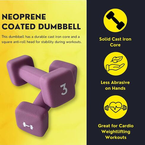 HulkFit Neoprene Coated Anti-Roll Square Dumbbells, Free Weights, and Hand Weights for Home Gym Exercise Equipment for Squats, Bench Press, and Deadlifts in Saudi Arabia