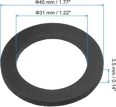 PATIKIL M31 Rubber Flat Washer, 24 Pack 31mm ID 45mm OD 3.5mm Thick Sealing Spacer Gasket Ring for Faucet Pipe Water Hose Fastener Bolt, Black in Saudi Arabia