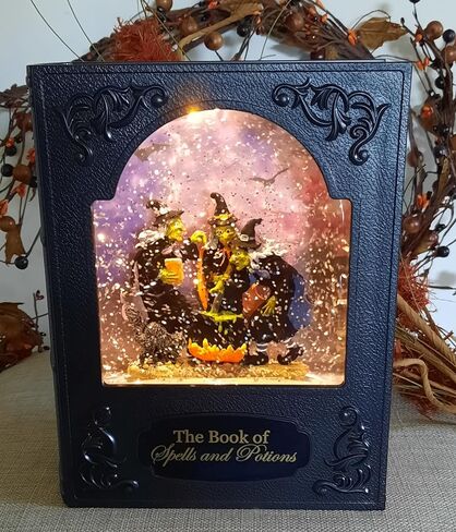 Lighted 8.5 Inch Lighted Halloween Witches Water Lantern Glitter Globe Book Spells and Potions in Kuwait