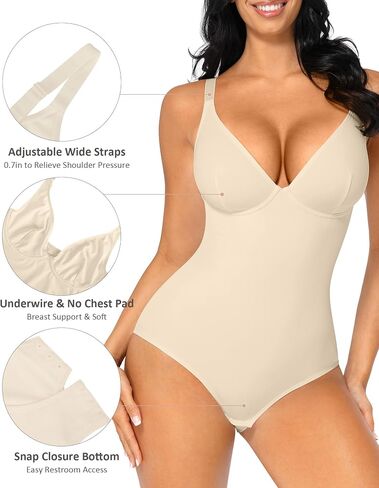 FeelinGirl Shapewear Bodysuits for Women Tummy Control Body Suits Deep V Neck Corset Body Shaper Tops in Saudi Arabia
