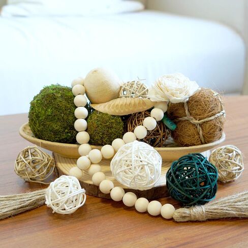 Qingbei Rina 4th of July Decorative Balls for Bowls, Patriotic Bowl Fillers for Home Decor, Wicker Rattan Balls Decorative, Red White Blue Vase Filler with American Flag for Independent Day in Kuwait