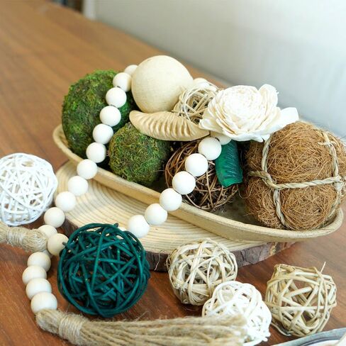 Qingbei Rina 4th of July Decorative Balls for Bowls, Patriotic Bowl Fillers for Home Decor, Wicker Rattan Balls Decorative, Red White Blue Vase Filler with American Flag for Independent Day in Kuwait