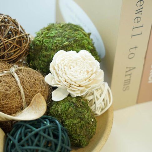 Qingbei Rina 4th of July Decorative Balls for Bowls, Patriotic Bowl Fillers for Home Decor, Wicker Rattan Balls Decorative, Red White Blue Vase Filler with American Flag for Independent Day in Kuwait