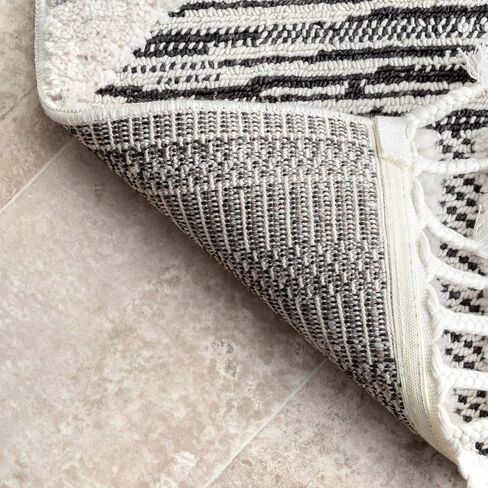 nuLOOM Journey Shaggy Checkered Tiles Tassel Runner Rug, 2' 8" x 8', Grey in Saudi Arabia