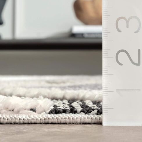 nuLOOM Journey Shaggy Checkered Tiles Tassel Runner Rug, 2' 8" x 8', Grey in Saudi Arabia