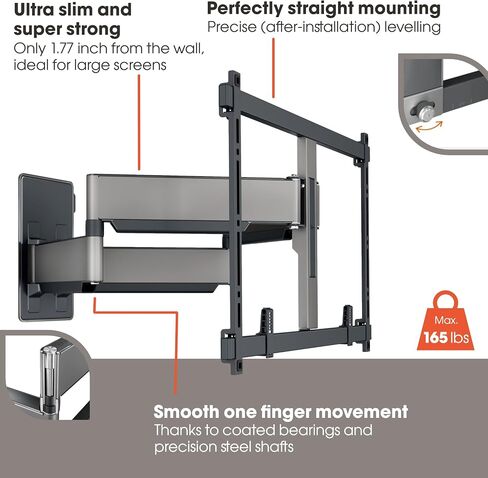 Vogel's Elite 5855 PRO Ultra Strong Full-Motion TV Wall Mount incl. Stud Adapter + Adapter kit, for TVs up to 100 inches and 75 kg, Swivels up to 180°, Max. VESA 600x400 in Kuwait