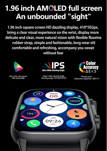 Smart Watch 1.96" AMOLED HD Screen Smartwatch 410 * 502 Color Smart Watch Full Health Monitor Smartwatch for Women Men, Low Power Consumption Smartwatch (Orange) in Saudi Arabia