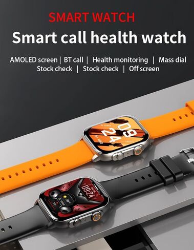 Smart Watch 1.96" AMOLED HD Screen Smartwatch 410 * 502 Color Smart Watch Full Health Monitor Smartwatch for Women Men, Low Power Consumption Smartwatch (Orange) in Saudi Arabia