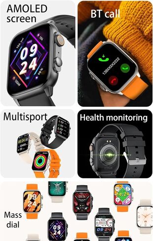 Smart Watch 1.96" AMOLED HD Screen Smartwatch 410 * 502 Color Smart Watch Full Health Monitor Smartwatch for Women Men, Low Power Consumption Smartwatch (Orange) in Saudi Arabia