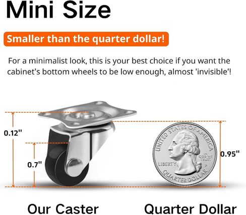0.7 inch Mini Caster Wheels for Furniture Low Profile Swivel Casters Set of 4 Total Capacity 70 Lbs Perfect Wheel for Small Project、Nightstand、Side Table (No Brake) in Saudi Arabia