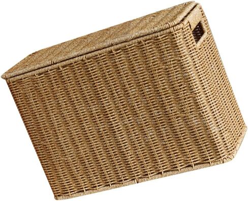 Alipis Woven Magazine Basket Natural Wicker Magazine Rack Rectangular Wicker Newspaper Holder Rattan Toys Organizers Decorative Storage Bin for Home Office Closet Decor in Kuwait