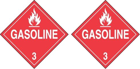 Accuform Signs MPL304VS1 Adhesive Vinyl Hazard Class 3 DOT Placard, Legend "Gasoline 3" with Graphic, 10-3/4" Width x 10-3/4" Length, White on Red in Saudi Arabia