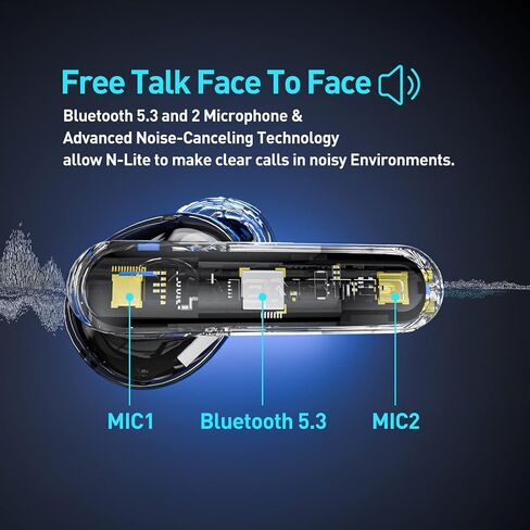 Monster Wireless Earbuds Bluetooth 5.3 Headphones with CVC 8.0 Noise Reduction, IPX8 Waterproof in-Ear Stereo Earphones 60H Playtime, Bluetooth Earbuds with Fast Charging for Sport in Saudi Arabia