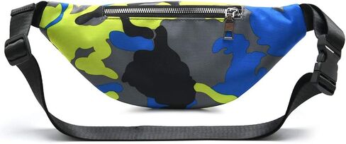 حقيبة الخصر MOCE للرجال والنساء، حقيبة عصرية مقاومة للماء مع حزام قابل للتعديل للسفر والمشي لمسافات طويلة والجري والرياضات الخارجية. (مموه أصفر/أزرق) in Kuwait