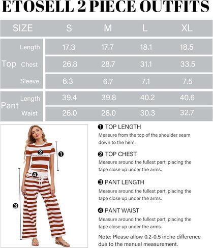 Womens 2 Piece Outfits Striped Sweaters Set Short Sleeve Croped Tops Wide Leg Pants Sets Lounge Set Matching Clothing in Saudi Arabia