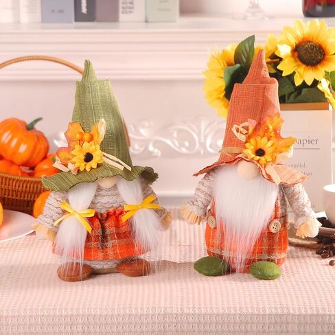 Fall Decor, Fall Gnomes Set of 2, Handmade Sunflower Gnomes Thanksgiving Decorations for Home Fall Decor, Thanksgiving Gnome Gifts for Women, Tomte Plush Gnomes for Autumn Decor in Saudi Arabia
