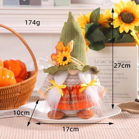 Fall Decor, Fall Gnomes Set of 2, Handmade Sunflower Gnomes Thanksgiving Decorations for Home Fall Decor, Thanksgiving Gnome Gifts for Women, Tomte Plush Gnomes for Autumn Decor in Saudi Arabia