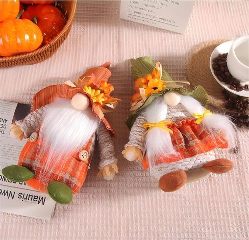 Fall Decor, Fall Gnomes Set of 2, Handmade Sunflower Gnomes Thanksgiving Decorations for Home Fall Decor, Thanksgiving Gnome Gifts for Women, Tomte Plush Gnomes for Autumn Decor in Saudi Arabia
