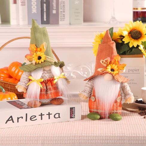 Fall Decor, Fall Gnomes Set of 2, Handmade Sunflower Gnomes Thanksgiving Decorations for Home Fall Decor, Thanksgiving Gnome Gifts for Women, Tomte Plush Gnomes for Autumn Decor in Saudi Arabia