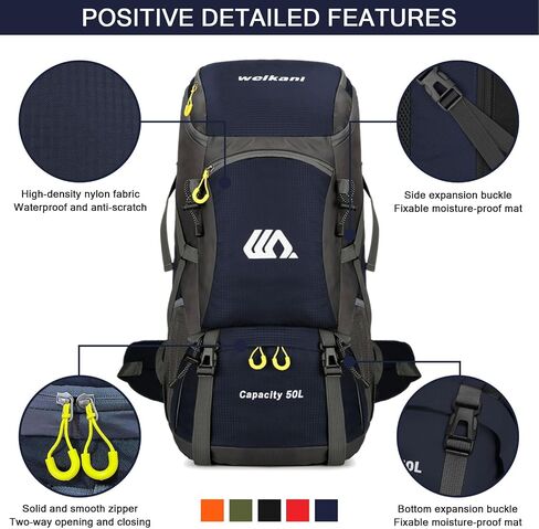 Taeku Hiking Daypack, 50L Waterproof Lightweight Backpack Travel Bag Climbing Backpacks for Outdoor Camping Travel (Black) in Saudi Arabia