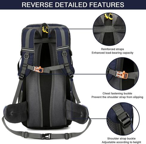 Taeku Hiking Daypack, 50L Waterproof Lightweight Backpack Travel Bag Climbing Backpacks for Outdoor Camping Travel (Black) in Saudi Arabia