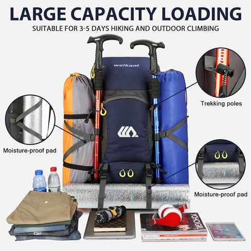 Taeku Hiking Daypack, 50L Waterproof Lightweight Backpack Travel Bag Climbing Backpacks for Outdoor Camping Travel (Black) in Saudi Arabia