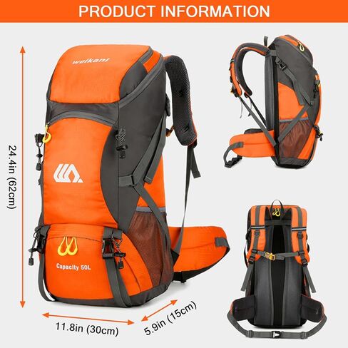 Taeku Hiking Daypack, 50L Waterproof Lightweight Backpack Travel Bag Climbing Backpacks for Outdoor Camping Travel (Black) in Kuwait