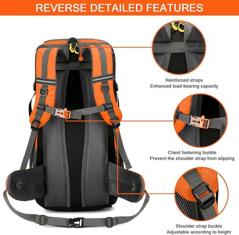 Taeku Hiking Daypack, 50L Waterproof Lightweight Backpack Travel Bag Climbing Backpacks for Outdoor Camping Travel (Black) in Kuwait